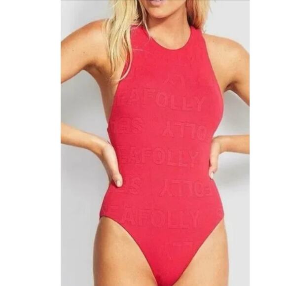 Seafolly High Neck Maillot in Persian Pink 
US Size 10 - Picture 1 of 4